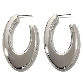 Jewelry Earrings Hoop Stately Steel Thin Oblong Hoop Earrings