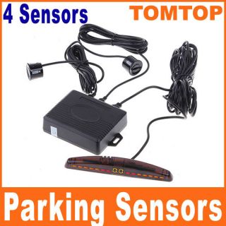 Car LED Display Parking Reverse Backup Radar System Reversing 4 Sensor
