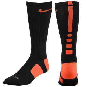 Nike Basketball Elite Crew Socks Sizes L XL Black Orange RARE