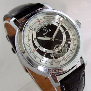 Edel Schwarz Herren Uhr Automatikuhr Armbanduhr Datum