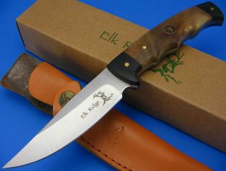 Elk Ridge Burl Wood and Micarta Handle Clip Point Hunting Knife w