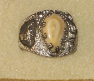 Montana Elk Tooth Teeth Ivory Deer Antler Sterling Silver Mens Ring 10