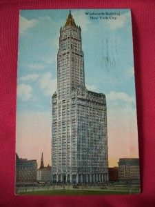 Woolworth Building New York City Postcard 1920 Postmark