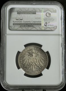 1901 German States Saxe Altenburg Ernst I RARE Silver 2 Mark Coin NGC