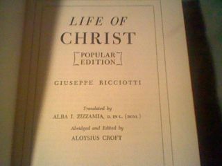 Life of Christ hardcover biography by Giuseppe Ricciotti ( Popular