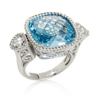 Sima K 15.63ct Sky Blue and White Topaz Sterling Silver Ring