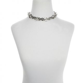 Stately Steel Hammered Circle Link 17 1/2 Necklace