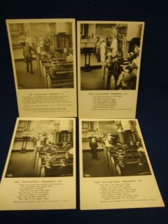 Fine set of 4 postcards with poems. The Volunteer Organist. Bamforth