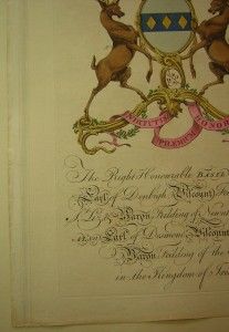 Edmondson Coat of Arms Engraving Feilding Dates to 1764