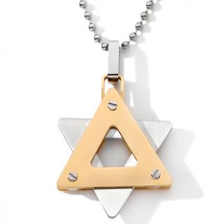 Stainless Steel Two Tone Star of David Pendant with 20 Chain