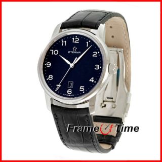 Eterna Soleure Automatic Black Arabic Leather SS Watch