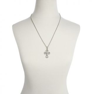 Stately Steel Open Cross Pendant with 24 Bead Chain