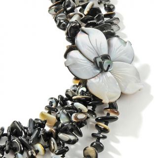 Mother of Pearl Carved Flower 21 1/2 Multistrand Necklace