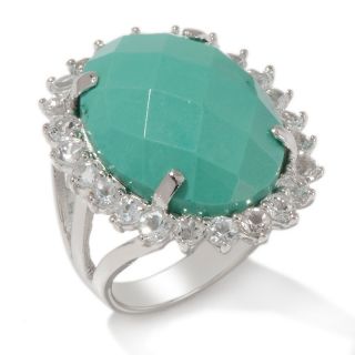 CL by Design Turquoise and White Topaz Sterling Silver Cocktail Ring
