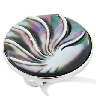 Round Sajen Silver Carved Shell Sterling Silver Round Ring
