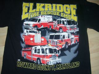 Elkridge Fire Rescue EMS Howard County Maryland Cool T Shirt Sz Medium