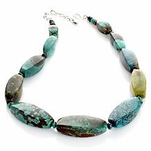  Green Anhui Turquoise Bead Sterling Silver 26 Necklace