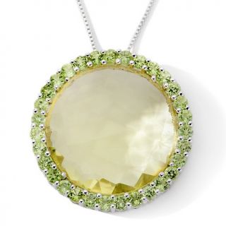 Colleen Lopez 36.99ct Apple Quartz and Peridot Sterling Silver Pendant