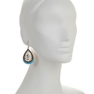 Jewelry Earrings Drop Susan Lucci Crystal and Enamel Filigree