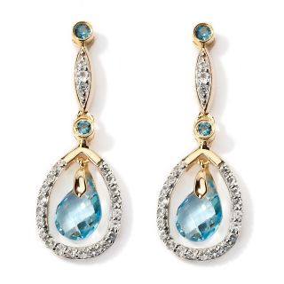 Victoria Wieck 2.54ct Blue and White Topaz Briolette Drop Earrings