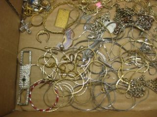 Vintage Jewelry Junk Lot Silver Gold Chains More Craft Destash