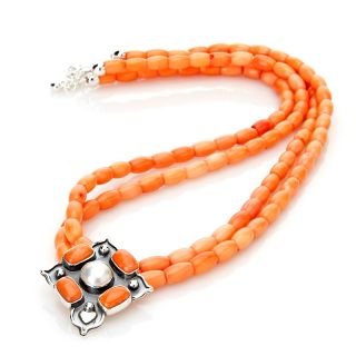 Jay King Coral and Cultured Freshwater Pearl 18 1/2 Necklace