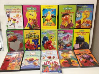 Huge Lot of 14 Sesame Street DVDs Elmo s World 2 movies are NEW