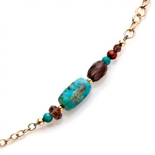 Quartz, Cultured Pearl and Turquoise Bead and Oval LInk 36 1/2 Chain