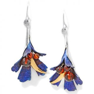 Age of Amber Titanium Flower Sterling Silver Earrings