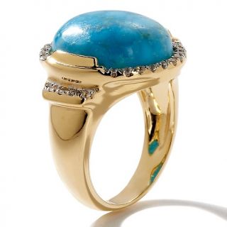 Heritage Gems Imperial Turquoise and White Zircon Vermeil Ring