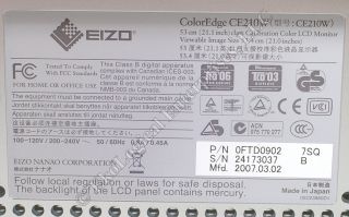Eizo Coloredge CE210W 21 Wide Format LCD Monitor White Mint Condition