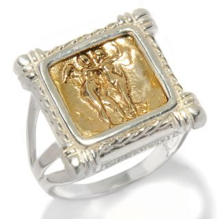  square intaglio sterling silver and bronze ring rating 12 $ 55 97 s h