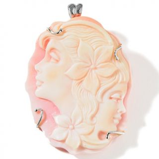 Italy Cameo by M+M Scognamiglio® 45mm White on Pink Conch Happy/Sad