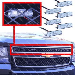 18 LED Emergency Vehicle Strobe Lights for Front Grille Deck White