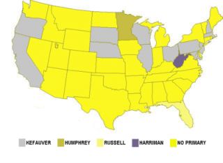 Kefauver won all but three primaries, but failed to win nomination