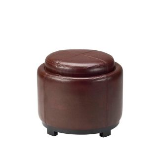 House Beautiful Marketplace Chelsea Round Tray Ottoman in Cordovan
