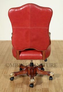  Genuine Maroon Leather Rococo Executive Office Swivel Chair lv520