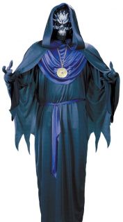 Mens Adult Evil Emperor Robe Skeleton Halloween Costume