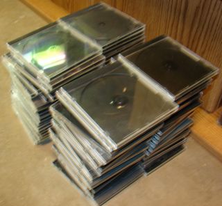  91 Black & Clear Gently Used Empty Single CD Jewel Cases 