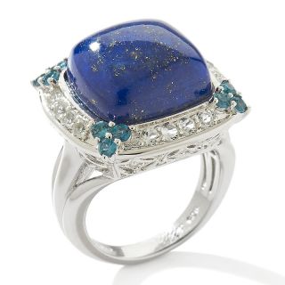 Victoria Wieck .97ct Cushion Lapis and Topaz Sterling Silver Frame