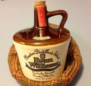 Evan Williams Whiskey Jug Earthstone Bottle Kentucky Bourbon Stoneware
