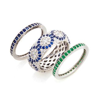 Jean Dousset Absolute Created Sapphire Eternity Rings   3 Piece