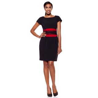 Julian Taylor Womens Colorblock Crepe Dress with Lace