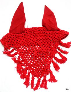  Tough 1 Red Crochet Fly Veil Horse Tack