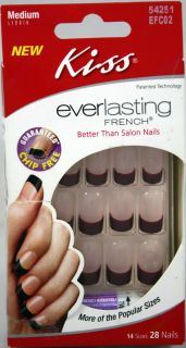 Kiss Everlasting French Glue on Nails Medium Length 28ct 14 Sizes