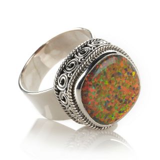 Jewelry Rings Gemstone Bali Designs Fire Orange Simulated Opal