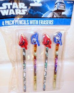 star wars pencils with erasers toppers party favors new nip