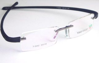 Rimless Eyeglass Frames Flexible Rubber Gun Black Man