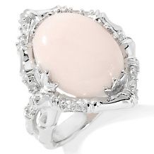 Opulent Opaques Pink Opal and Green Sapphire Ring