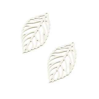 Ivory White Color Filigree by Ezel Leaf Charms 23mm X2